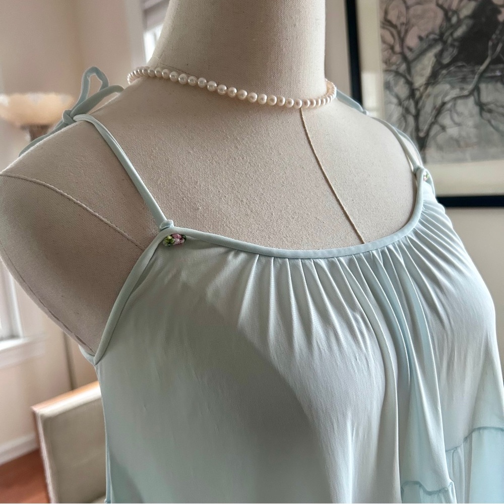 Vintage 70’s Gilead Romantic Tiered Maxi Nightgown & Robe Set in Powder Blue - Picture 7 of 12